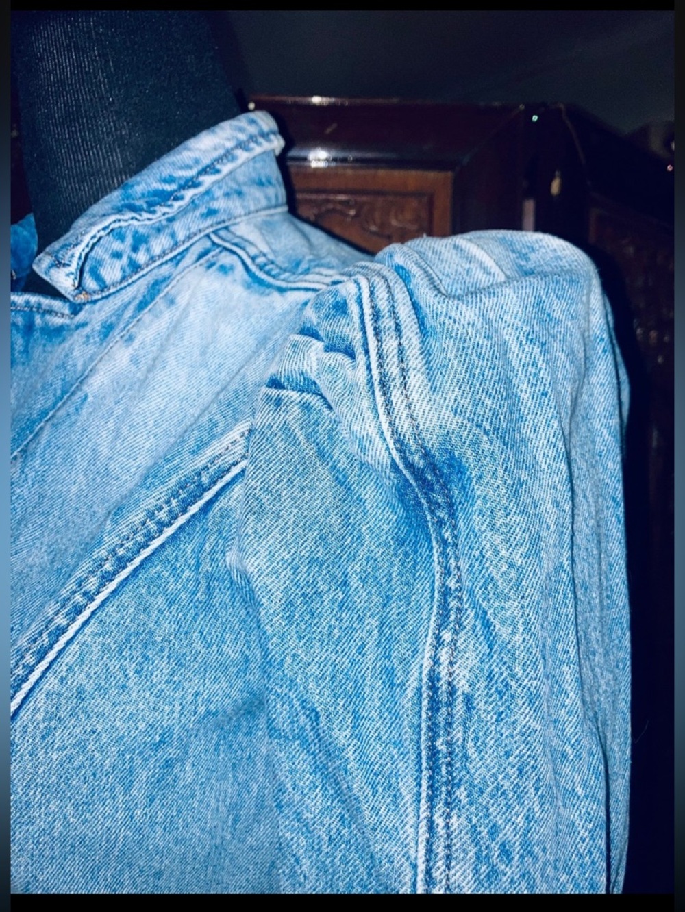 EXPRESS Y2K Retro Medium Wash Denim Jumpsuit with Tie Belt - Picture 5 of 11